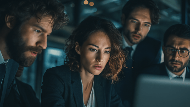 Команда специалистов анализирует фишинг-письмо на экране ноутбука для повышения кибербезопасности - обложка миниатюры